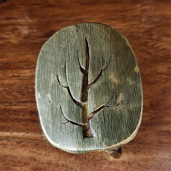 Vintage 70's Handmade David Bowman Oval Brass Tree Belt Buckle - Picture 3 of 6